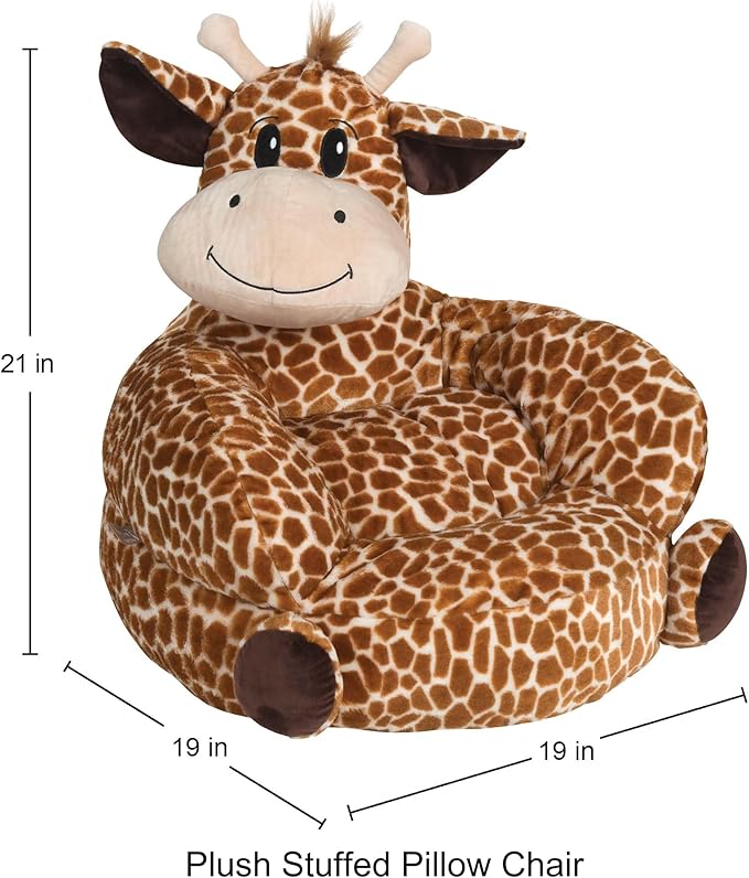 Trend Lab Giraffe Toddler Chair Plush Character Kids Chair Comfy Furniture Pillow Chair for Boys and Girls, 21 x 19 x 19 inches - LeafyLoom
