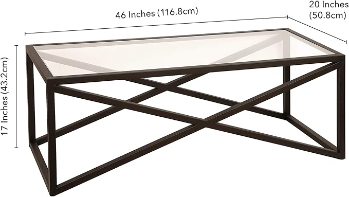 Calix 46'' Wide Rectangular Coffee Table in Blackened Bronze - LeafyLoom