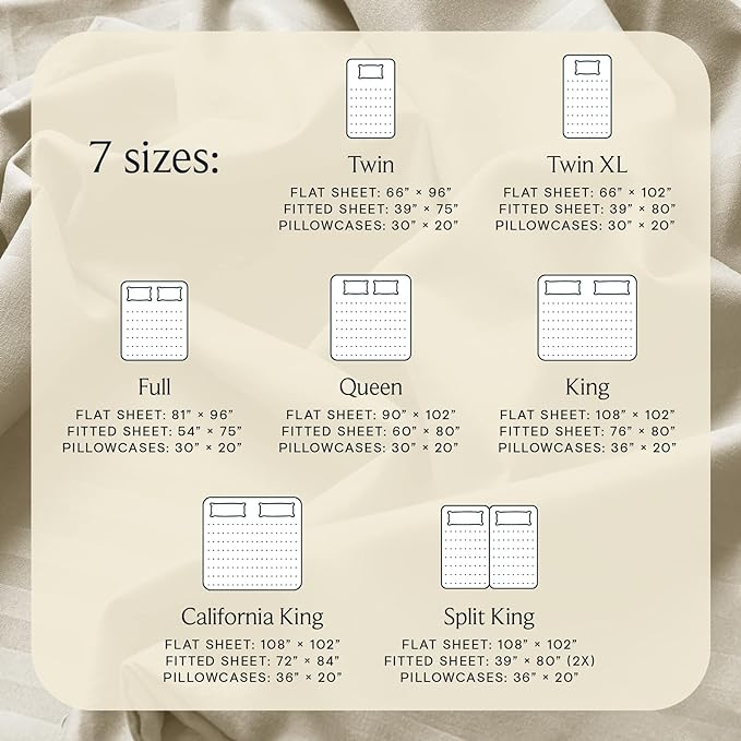 LuxClub 6 PC Full Size Sheet Set Bed Sheets, Breathable Luxury Bed Sheets, Deep Pockets 18" Wrinkle Free Cooling Bed Sheets Machine Washable Hotel Bedding (Full, Striped Cream) - LeafyLoom