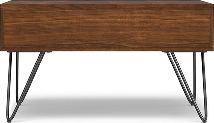 SIMPLIHOME Hunter 32 inch Wide Square Industrial Lift Top Coffee Table in Walnut for The Living Room and Family Room - LeafyLoom