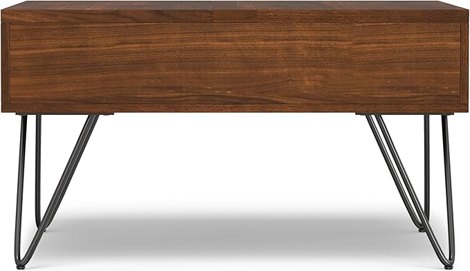 SIMPLIHOME Hunter 32 inch Wide Square Industrial Lift Top Coffee Table in Walnut for The Living Room and Family Room - LeafyLoom