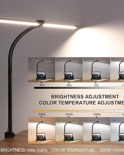 LED Desk Lamp for Home Office, Wireless Remote Control Light, Computer Desk Light, Bright Desktop Lamp, Dimmable Desk Lighting for Work, Draft, Study, Eye-Caring Desk Light (NO BATTERY) - LeafyLoom