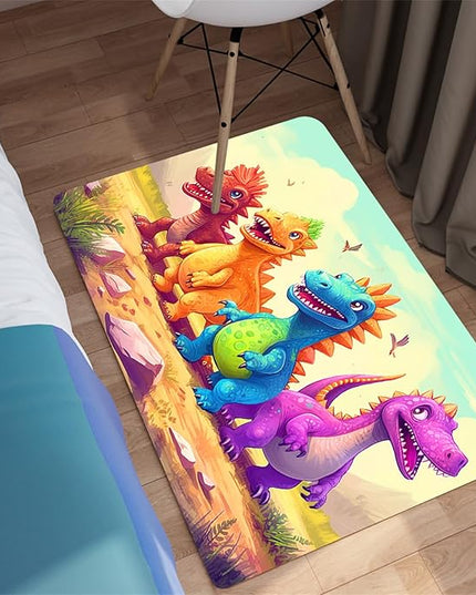 Dinosaur Rugs for Boys Bedroom - Cartoon Dinosaur Rug Dinosaur Carpet Playroom Mat for Kids Room Colorful Cute Dino Rug for Room Kids Carpet for Bedroom,2'×3' - LeafyLoom