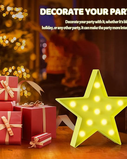 Yellow Star Birthday Party Decorations, Battery Powered Star Night Light for Kids, Kids Room Decor for Bedrooms, Baby Night Light, Toddler Room Decor, Kids Room Decor, Wall Decor for Bedroom - LeafyLoom