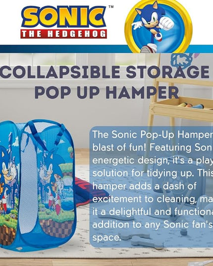 Franco Kids Room Non Slip Area Rug, 69 in x 52 in, Sonic The Hedgehog, Anime & Sonic Anime Kids Room Collapsible Storage Bin Pop Up Hamper, One Size, (100% Officially Licensed Product) - LeafyLoom
