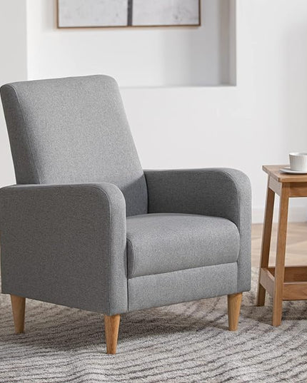COLAMY Modern Accent Living Room Chairs Set of 2, Upholstered Fabric Armchair Reading Side Chair, Single Sofa with Back Pillow, Light Grey - LeafyLoom