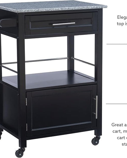 Linon Cayden Black Kitchen Cart, - LeafyLoom