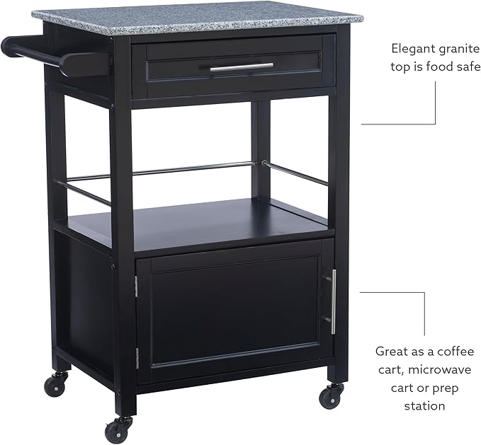 Linon Cayden Black Kitchen Cart, - LeafyLoom