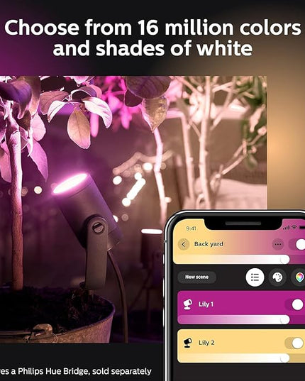 Philips Hue Lily Outdoor Smart Spot Light - White & Color Ambiance LED Walkway Lights - Low Voltage Lighting - 1 Pack - Requires Bridge and Power Supply - Control with App and Voice - Weatherproof PhilipsHue
