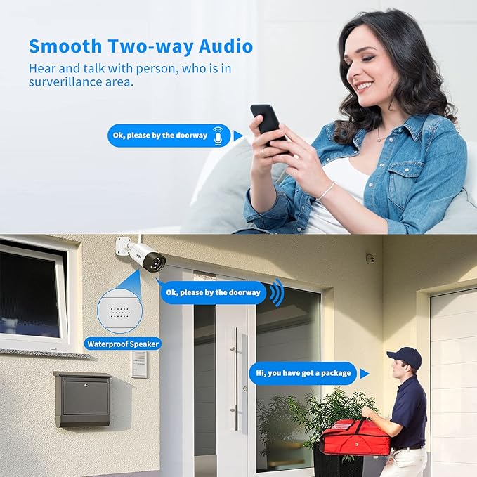 Hiseeu 5MP WiFi Security Camera System,3TB HDD, 16 Channels 8MP NVR Surveillance CCTV System Kit,Outdoor 2 Way Audio, Color Night Vision with Spotlight, 24/7 Time Record Hiseeu