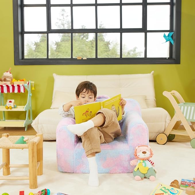 Toddler First Chair, Baby Chairs Comfy Toddler for Boys and Girls for Ages 18 Months and Up, Fits Any Decor (Dark Tie-Dye) - LeafyLoom