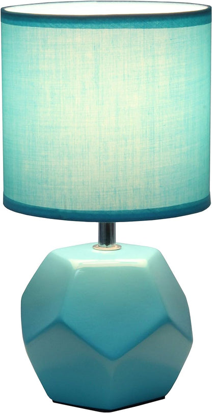 Simple Designs LT2065-BLU Round Prism Mini Table Lamp with Matching Fabric Shade Blue (Pack of 24) - LeafyLoom