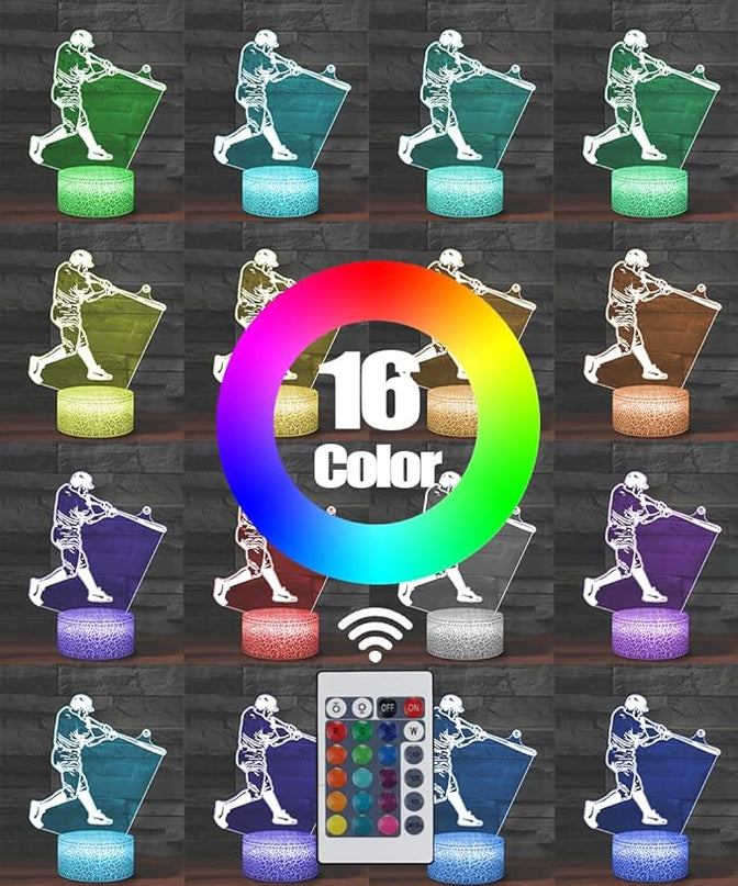 Baseball Gifts for Boys, Baseball Night Light with 16 Colors Remote Touch Adjustable Baseball Decor Toys Birthday Gifts for Boys - LeafyLoom