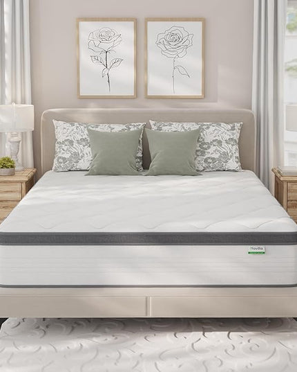 Novilla Full Size Mattress, 10 Inch Full Hybrid Mattress in a Box, Pocket Innerspring Mattress Full for Motion Isolation, Pressure Relief, Sopportive & Firm Feel - LeafyLoom