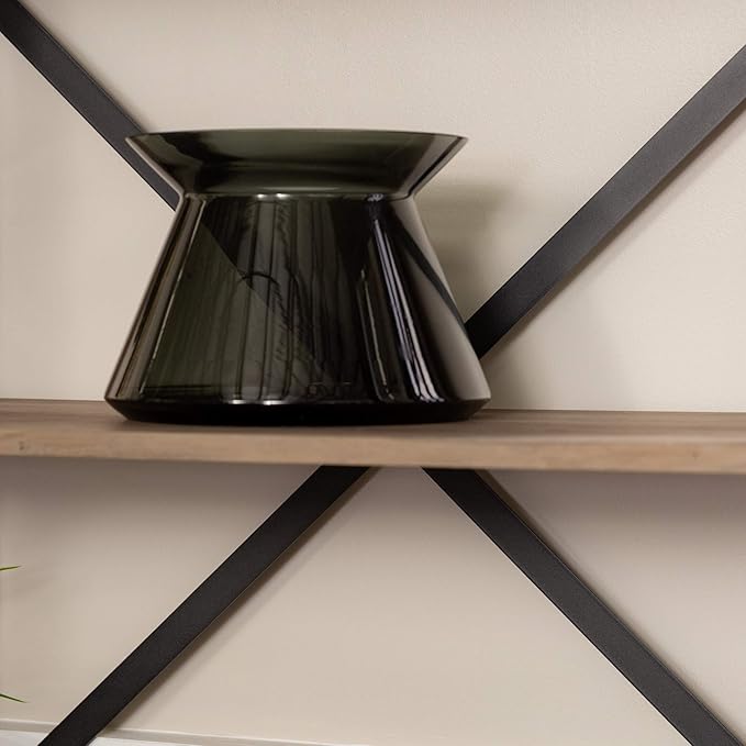 Walker Edison Andersen Urban Industrial Metal X Back 4 tier Bookshelf, 64 Inch, Grey Wash - LeafyLoom