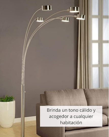 Artiva USA Micah - 5 Arc Floor Lamp w/Dimmer Switch, 360 Degree Rotatable Shades - Bright & Attractive, Brushed Steel - LeafyLoom