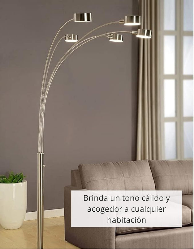 Artiva USA Micah - 5 Arc Floor Lamp w/Dimmer Switch, 360 Degree Rotatable Shades - Bright & Attractive, Brushed Steel - LeafyLoom