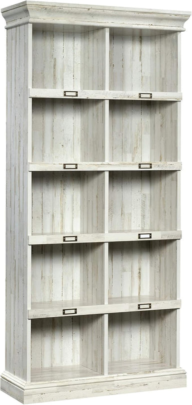 Sauder Barrister Lane Tall Bookcase/Book Shelf, L: 35.55" x W: 13.5" x H: 75.04", White Plank - LeafyLoom
