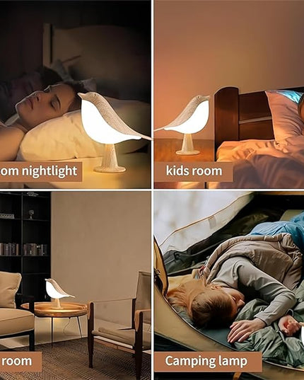 FUYUNXIN Bird Lamp Bedside Lamps - Rechargeable Cordless Table Lamp with 3 Color Temperatures and Touch Sensor - Perfect for Bedroom Nightstand (Maple) - LeafyLoom
