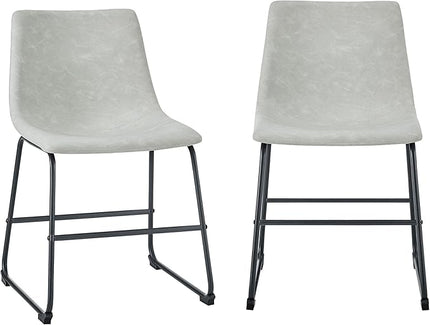 Walker Edison Douglas Urban Industrial Faux Leather Armless Dining Chairs, Set of 2, Grey - LeafyLoom