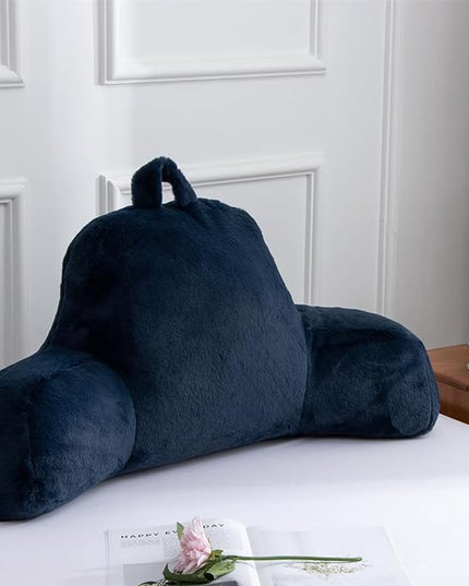 Aimuan Reading Pillow Bed Rest Wedge Large Adult Backrest Pillow with Arms Back Support for Sitting Up in Bed Cushion Incline Rest Sleeping Snoring Pillow, Dark Blue - LeafyLoom