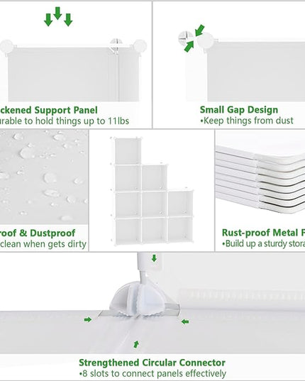 C&AHOME Cube Storage, 9-Cube Bookshelf, Plastic Closet Cabinet Organizer, DIY Stackable Bookcase, Modular Shelving Units Ideal for Home, Office, Kids Room, 36.6" L x 12.4" W x 48.4" H Milky UPCS09M - LeafyLoom