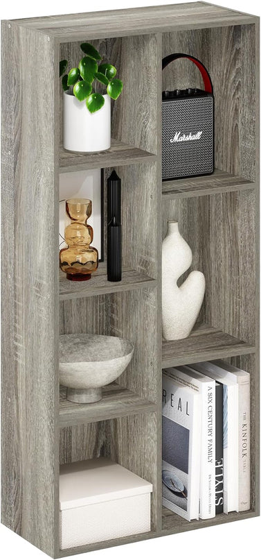 Furinno Luder 7-Cube Reversible Open Shelf, French Oak - LeafyLoom