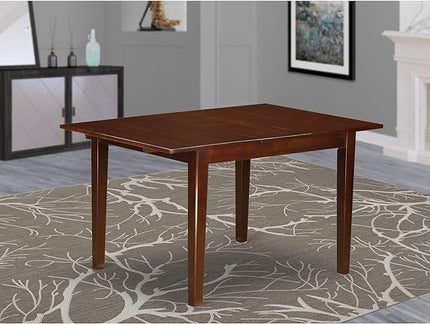 East West Furniture Norfolk Rectangular Table with 12" Butterfly Leaf -Mahogany Finish. - LeafyLoom
