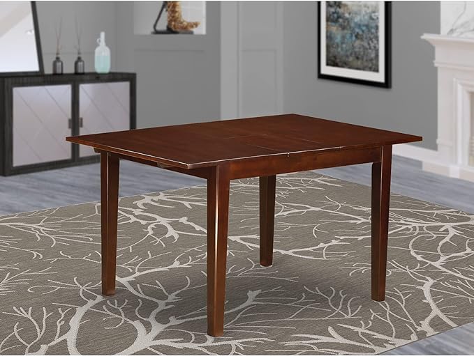 East West Furniture Norfolk Rectangular Table with 12" Butterfly Leaf -Mahogany Finish. - LeafyLoom