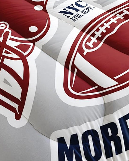 Datura home American Football Comforter Set Vintage Grey American Football Printed Quilt Bedding Set with 1 Comforter and 2 Pillowcases for Boys and Girls Bedroom All Season(Football Grey Queen) - LeafyLoom