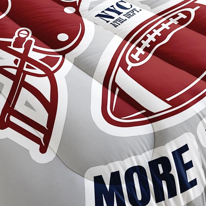 Datura home American Football Comforter Set Vintage Grey American Football Printed Quilt Bedding Set with 1 Comforter and 2 Pillowcases for Boys and Girls Bedroom All Season(Football Grey Queen) - LeafyLoom