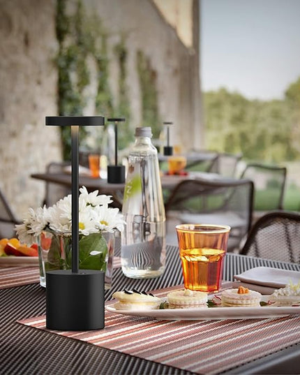Cordless Table Lamp, Rechargeable LED Battery 5000mAh Metal USB Portable Powered Desk Lamp, 3 Levels Brightness Light for Restaurants Outdoor (10.25in Black) - LeafyLoom