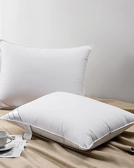 King Size Goose Down Feather Hotel Collection Bed Pillow for Sleeping for Back, Stomach or Side Sleepers King Size(20x36IN) White 1 Pack - LeafyLoom