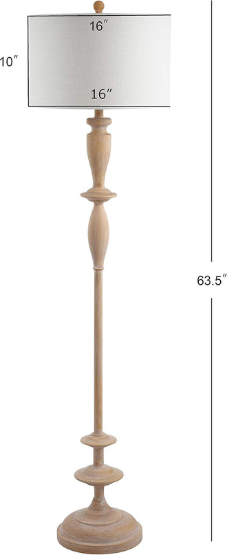 JONATHAN Y JYL3061A Aldrin 63.5" Resin LED Floor Lamp, Traditional, Transitional, Office, Living Room, Family Room, Dining Room, Bedroom, Hallway, Foyer, Brown Wood Finish - LeafyLoom