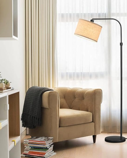 EDISHINE Modern Black Arched Floor Lamp, Metal Standing Arc Lamp with Foot Switch, Corner Reading Light with Hanging Lampshade for Living Room, Bedroom, Home Office, Study Room, Reading Corner - LeafyLoom