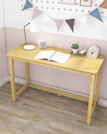 Max & Lily Solid Wood Desk, 47 Inches, Natural - LeafyLoom