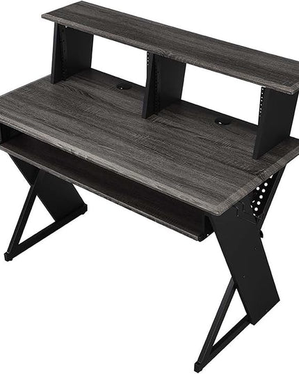 Acme Furniture Rectangular Music Desk Table with Earphone Rack, Black - LeafyLoom