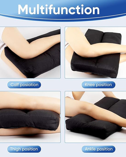 Knee Pillow for Side Sleepers - Between Leg & Under Knee Pillow for Back Sleepers - Leg Pillow with 850G 7D Alternative for Relieving Leg, Back, and Knee Pain - 100% Cotton Fabric-Black - LeafyLoom