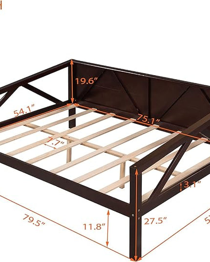 Jintop Full Size Daybed with Additional Storage Space,Sturdy Sofa Bed Frame W/ 8 Wood Slat Support,Easy to Install,for Teens Kids Girls Boys,Living Room Bedroom Apartment,Espresso - LeafyLoom