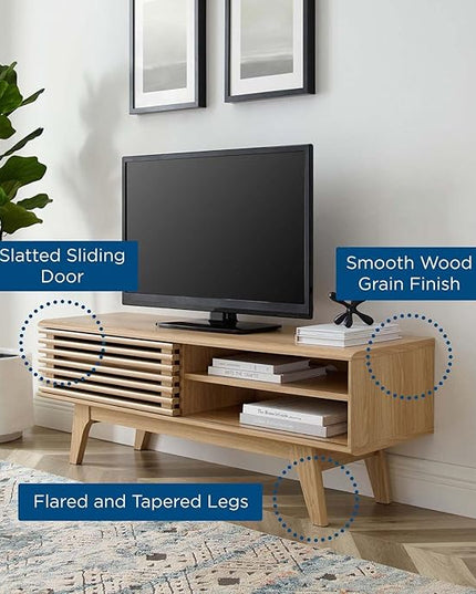 Modway Render Mid-Century Modern Low Profile 48 Inch TV Stand in Oak, 48" - LeafyLoom