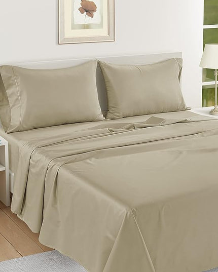 LANE LINEN 100% Egyptian Cotton Bed Sheets - 1000 Thread Count 3-Piece Twin Sheets Set, Long Staple Cotton Bedding Sheets, Sateen Weave, Luxury Hotel Sheets, Fits Upto 16' Mattress - Linen - LeafyLoom
