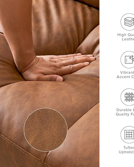 mopio Aaron Couch, Small Sofa, Futon, Sofa Bed, Sleeper Sofa, Loveseat, Mid Century Modern Futon Couch, Sofa Cama, Couches for Living Room, Bedroom (Pecan Brown, Faux Leather) - LeafyLoom
