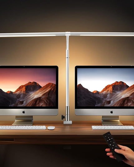 360°Rotatable Led Desk Lamp with Clamp, 34.25” Architect Desk Lamps for Home Office, 5 Color Modes with 3 Detachable Light Tubes, Gooseneck Desk Lights for Workbench, Monitor, Study (White) - LeafyLoom