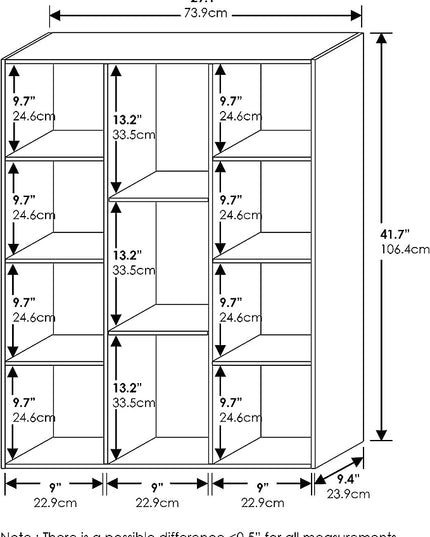 Furinno Luder 11-Cube Reversible Open Shelf Bookcase, Blackwood - LeafyLoom