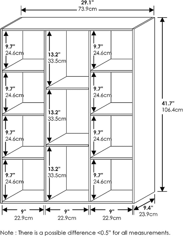 Furinno Luder 11-Cube Reversible Open Shelf Bookcase, Blackwood - LeafyLoom