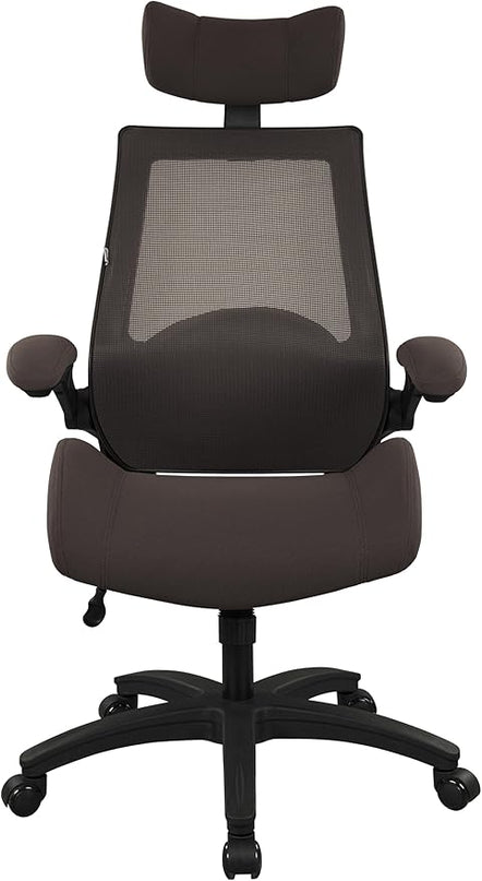BOLISS 400lbs Ergonomic Mesh Office Chair, High Back Desk Chair - Adjustable Headrest with Flip-Up Arms, Tilt Function, Lumbar Support and Swivel Computer Task Chair-Brown - LeafyLoom