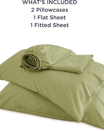 Bedsure King Size Sheet Set, Cooling Sheets King, Rayon Derived from Bamboo, Deep Pocket Up to 16", Breathable & Soft Bed Sheets, Hotel Luxury Silky Bedding Sheets & Pillowcases, Green - LeafyLoom