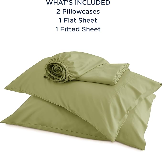 Bedsure King Size Sheet Set, Cooling Sheets King, Rayon Derived from Bamboo, Deep Pocket Up to 16", Breathable & Soft Bed Sheets, Hotel Luxury Silky Bedding Sheets & Pillowcases, Green - LeafyLoom