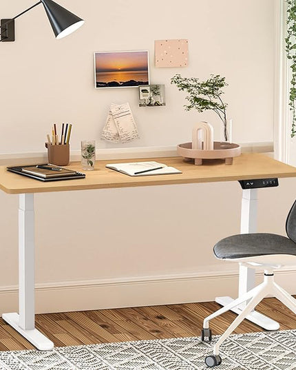 AIMEZ0 Dual Motor Electric Sit Stand Desk Standing Desk Frame Adjustable Height 27.4-45.6 inches Motorized Standing Computer Desk for Home and Office (White Frame only) - LeafyLoom