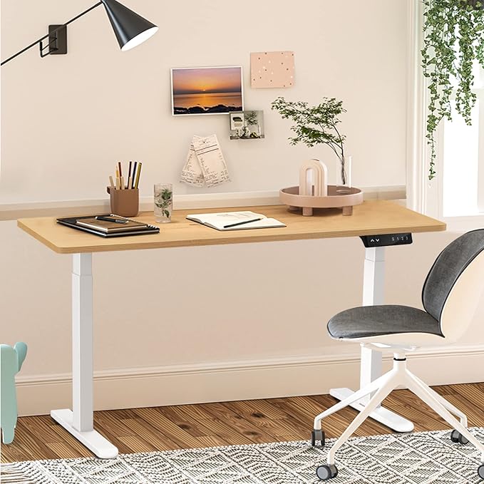 AIMEZ0 Dual Motor Electric Sit Stand Desk Standing Desk Frame Adjustable Height 27.4-45.6 inches Motorized Standing Computer Desk for Home and Office (White Frame only) - LeafyLoom